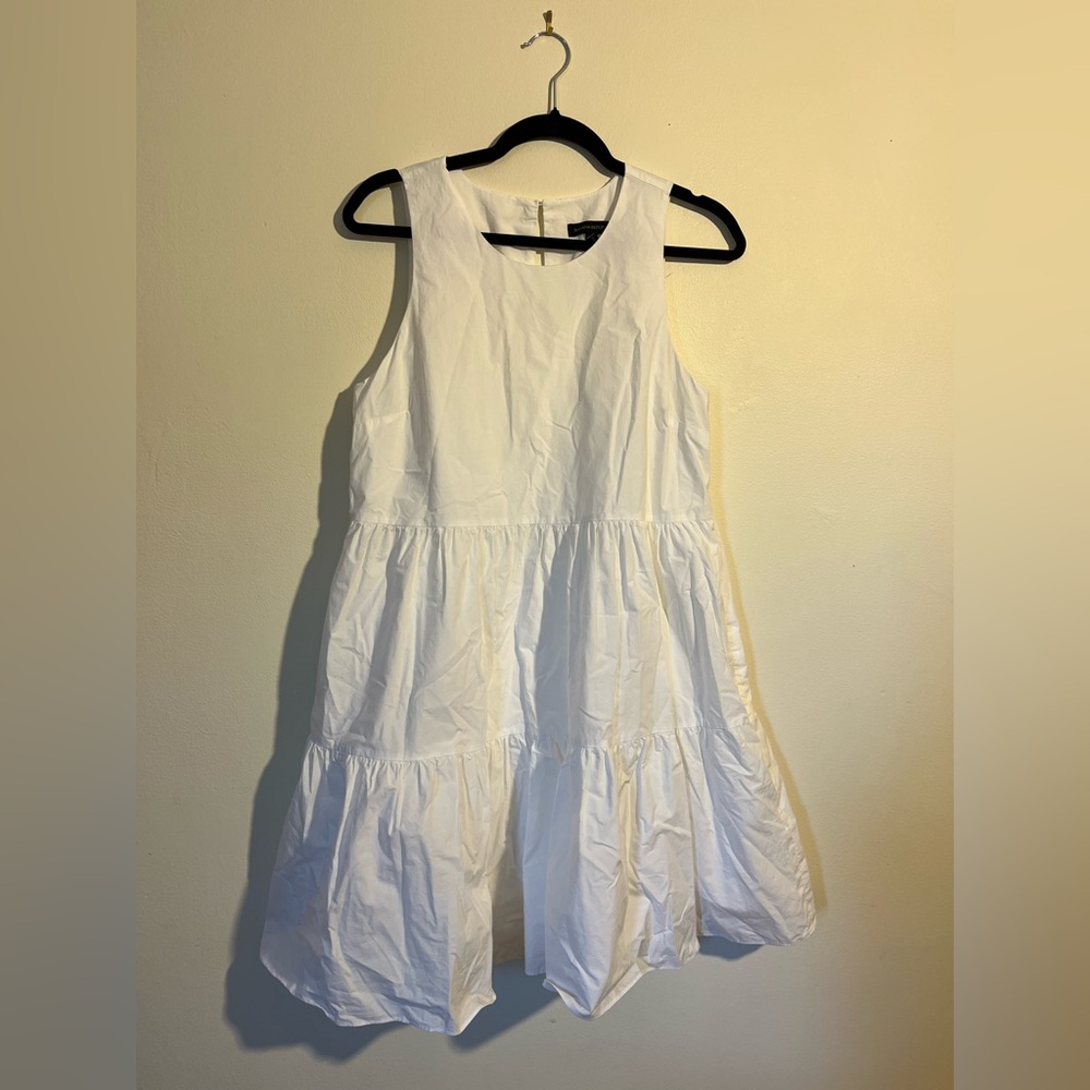 White Sleeveless Tiered Dress Banana Republic